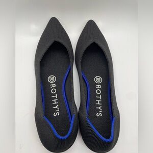 Rothys  Point Womens 7 Flats Pointed Toe Black Shoes Slip On Comfort Casual